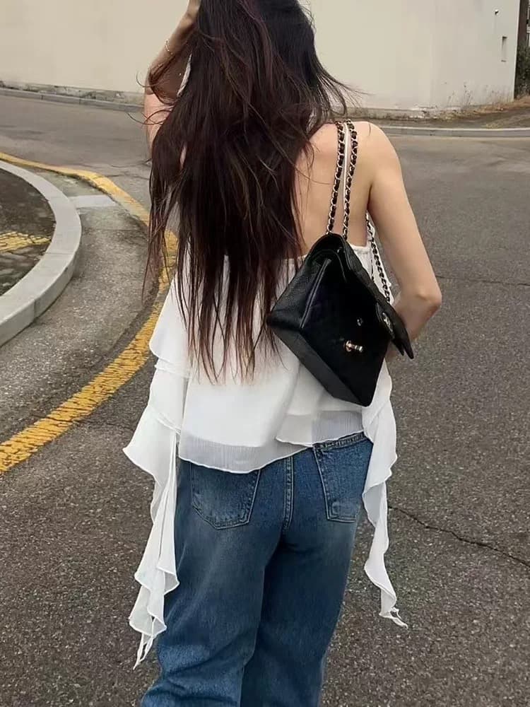 가지고있다 창고 한국 동대문 2026 슈퍼 아름다움 레이스 불규칙 디자인 센스 캐미솔 상세 이미지 9