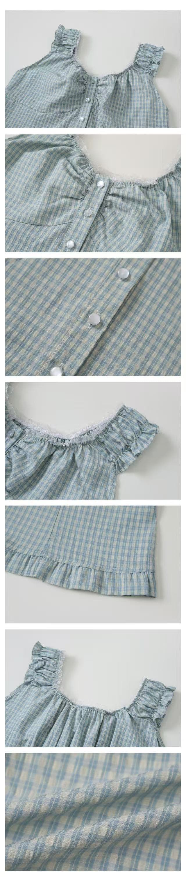 재고 있음 한 부서 chic 달콤함 체크무늬 조끼 여성 셔츠 상세 이미지 1