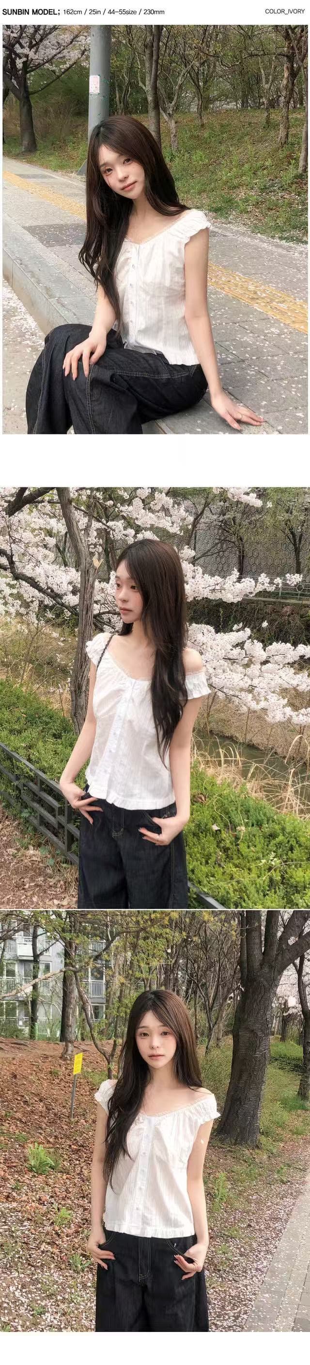 재고 있음 한 부서 chic 달콤함 체크무늬 조끼 여성 셔츠 상세 이미지 15