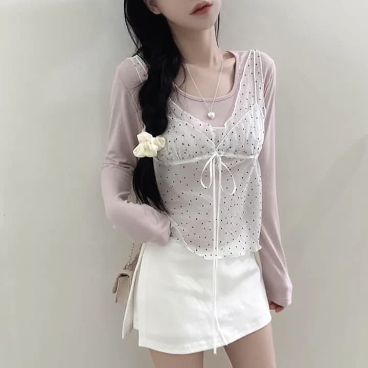 재고 있음 chic 패션 레이스 슬립 작은 셔츠