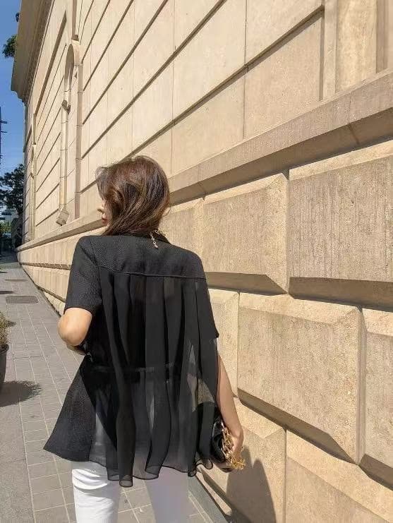 chic 얇은 스타일 반팔 정장 여성 코트 빛 요리 한 패션 고급 디자인 센스 작은 대중 상세 이미지 10