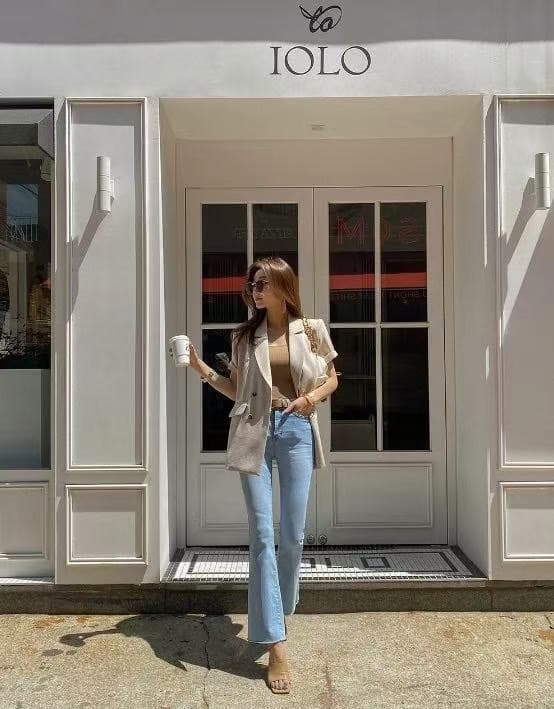 chic 얇은 스타일 반팔 정장 여성 코트 빛 요리 한 패션 고급 디자인 센스 작은 대중 상세 이미지 16