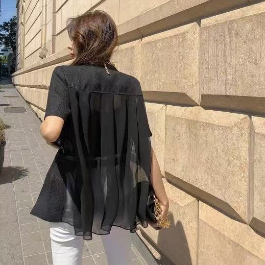 chic 얇은 스타일 반팔 정장 여성 코트 빛 요리 한 패션 고급 디자인 센스 작은 대중 상세 이미지 20