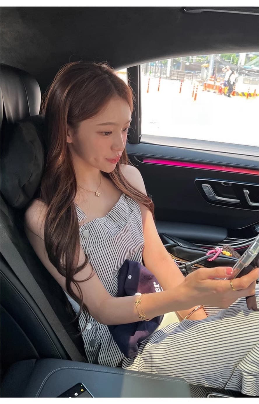있음 밖으로 한국 스타일 레트로 스트라이프 스트레이트 워크웨어 멜빵 바지 여성 거리 올인원 바지 슬림해 보이는 캐주얼 바지 이미지 2