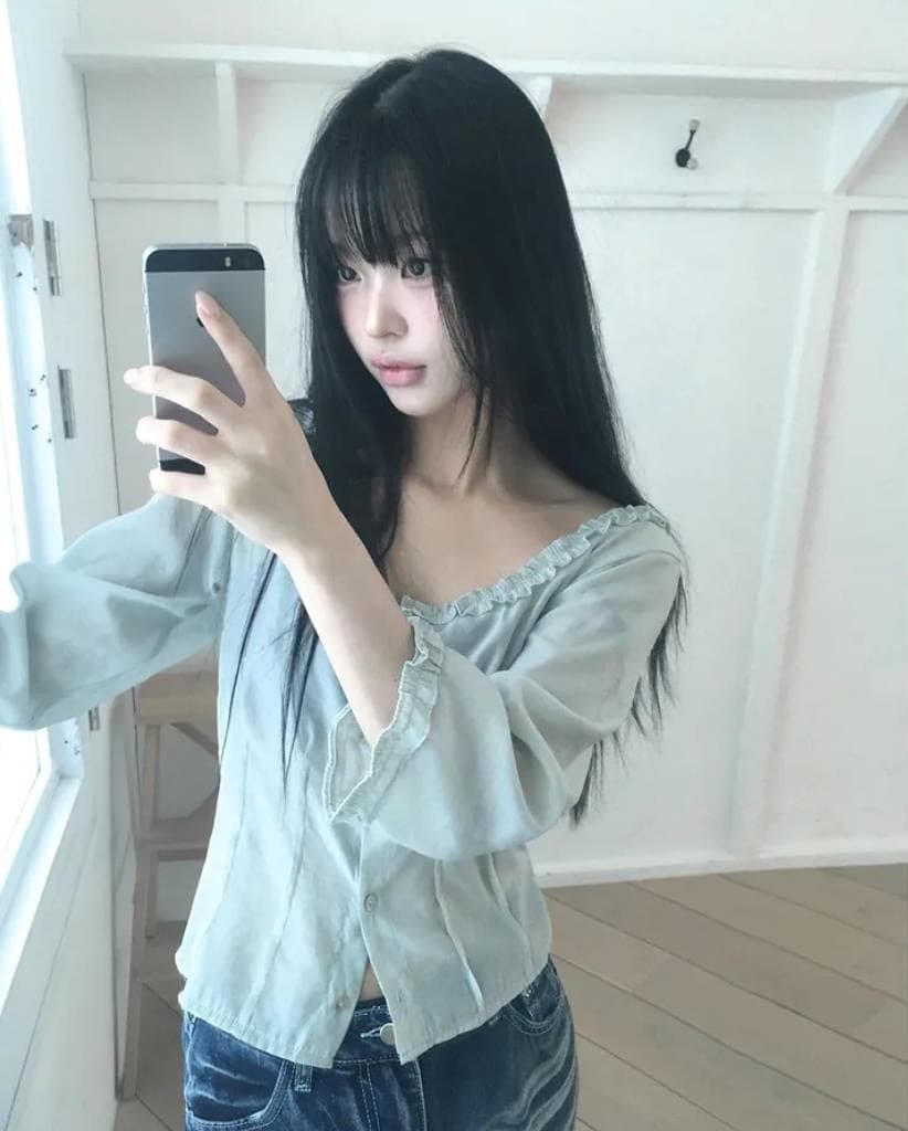 재고 있음 한국 chic 여름 품격 광장 칼라 프릴 싱글 줄 버튼 7부 소매 셔츠 이미지 3