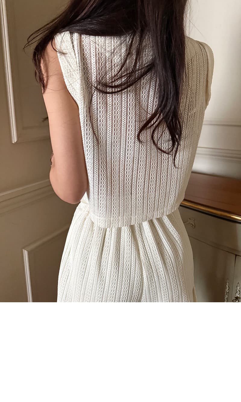 한 부서 chic 홀로우 아웃 레이스 반팔 맨위 캐주얼 반바지 세트 상세 이미지 27