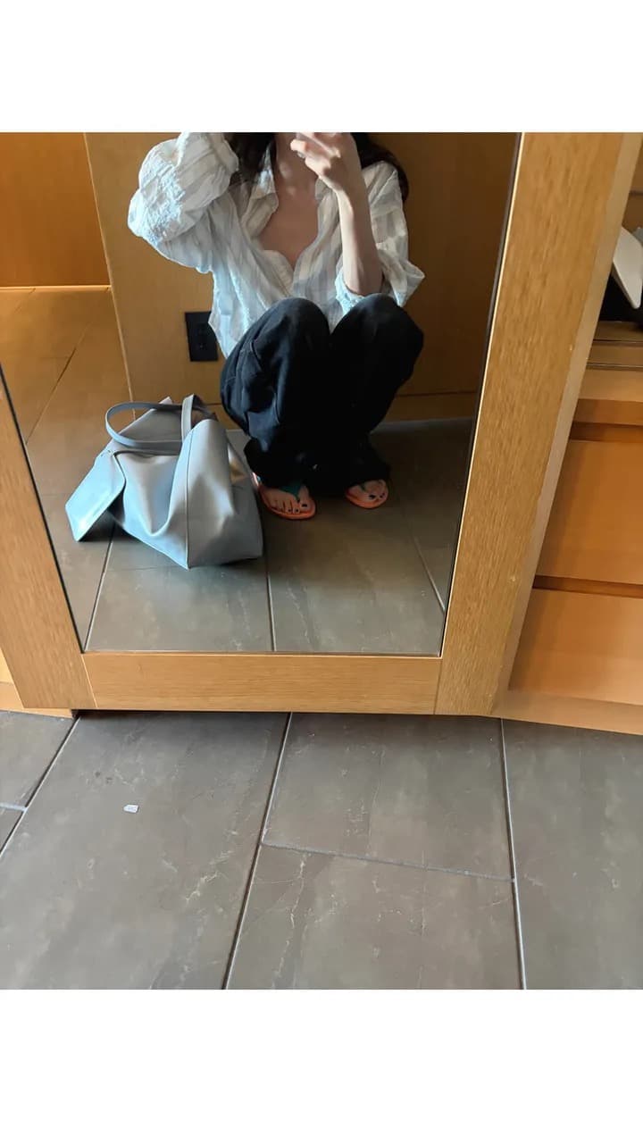 재고 있음 chic 캐주얼 바람 상쾌 스트라이프 출퇴근 다용도 루즈핏 자외선 차단 셔츠 상세 이미지 12