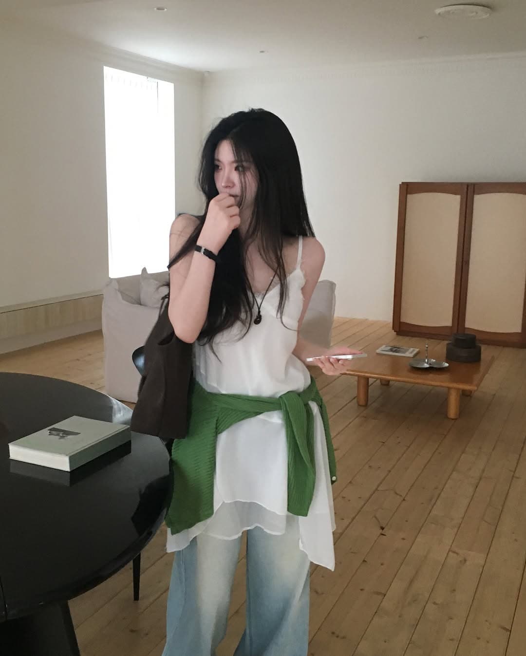 레이스 조각 비스듬한 진자 디자인 센스 슬립 드레스 상세 이미지 7