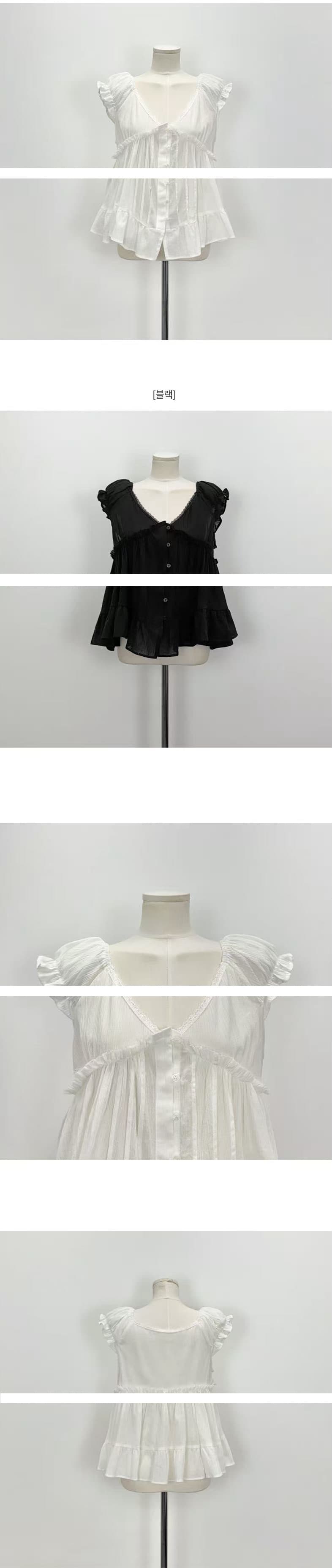 크기 있음 업데이트 한 부서 순수한 욕망 레이스 V넥 프릴 밑단 인형 셔츠 맨위 아름다운 작은 셔츠 여자 상세 이미지 1