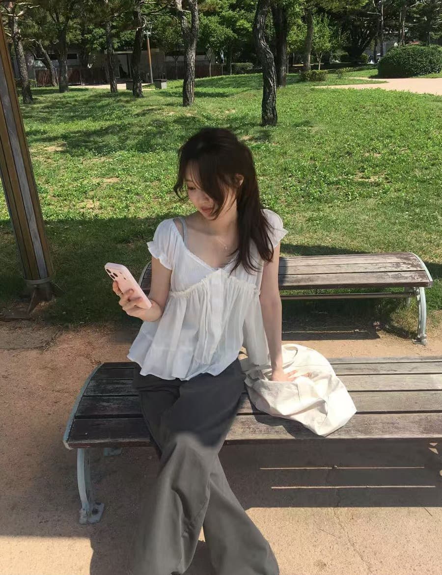 크기 있음 업데이트 한 부서 순수한 욕망 레이스 V넥 프릴 밑단 인형 셔츠 맨위 아름다운 작은 셔츠 여자 상세 이미지 8