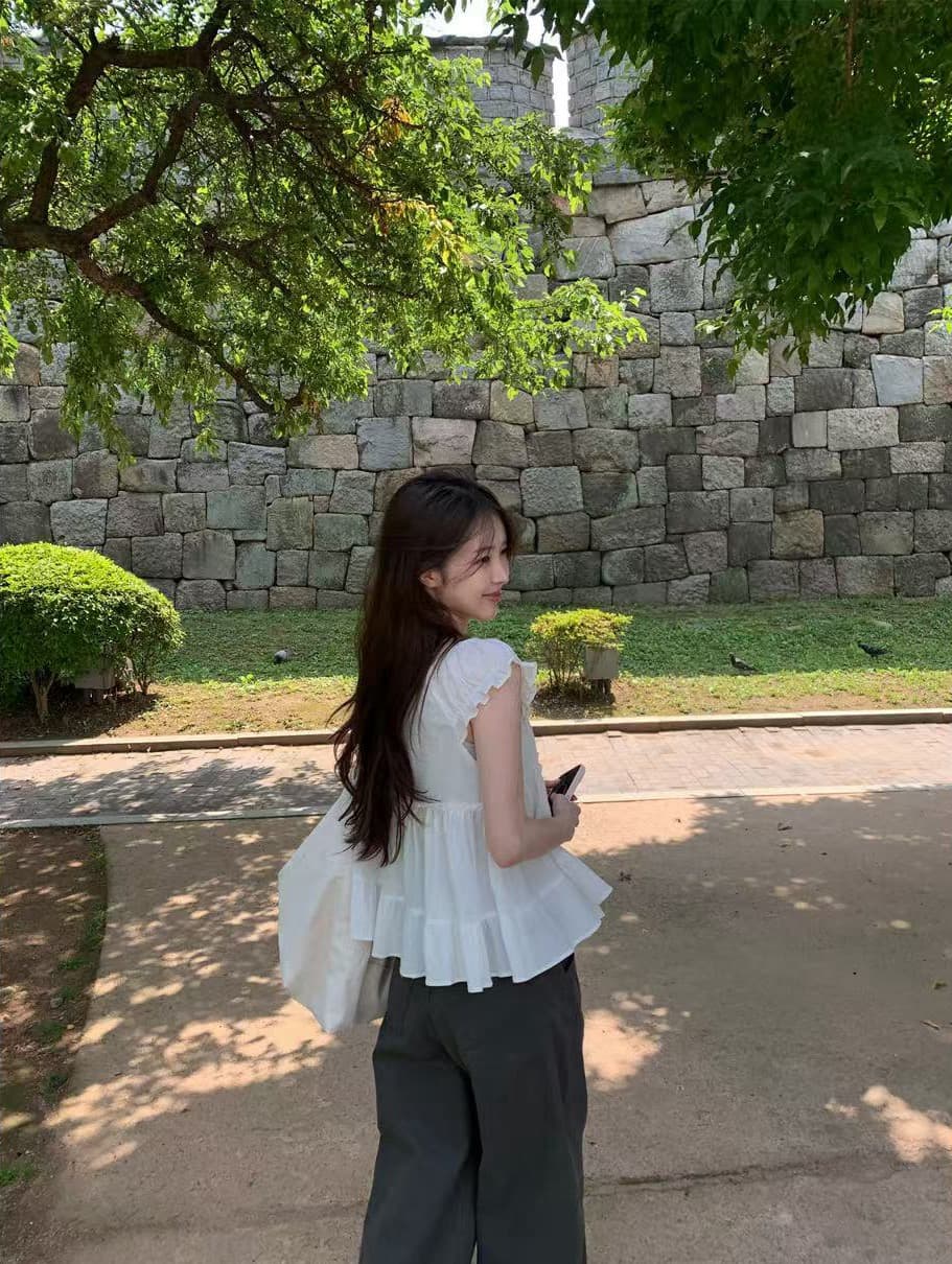 크기 있음 업데이트 한 부서 순수한 욕망 레이스 V넥 프릴 밑단 인형 셔츠 맨위 아름다운 작은 셔츠 여자 상세 이미지 21