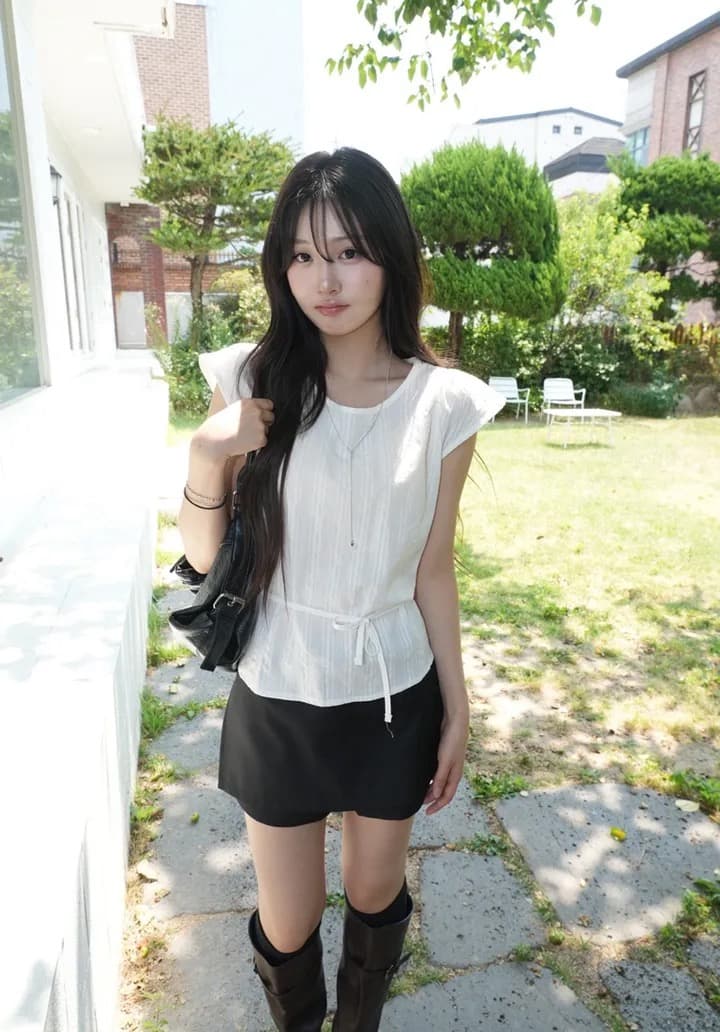 재고 있음 물품 미니멀리즘 패션 레이스업 작은 셔츠 상세 이미지 11