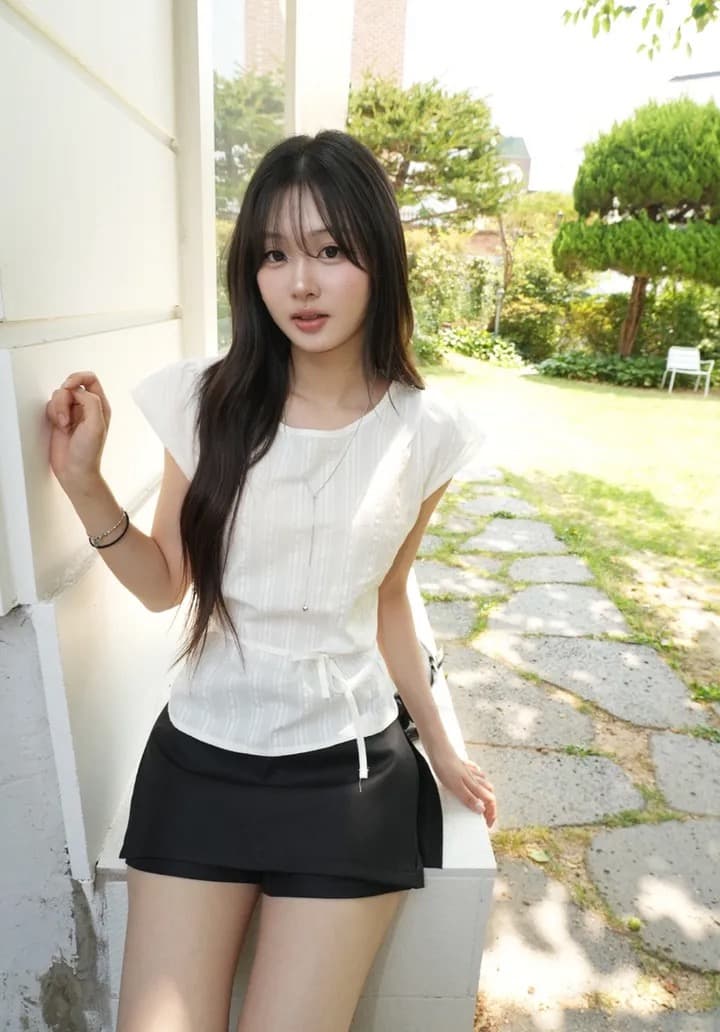 재고 있음 물품 미니멀리즘 패션 레이스업 작은 셔츠 상세 이미지 13