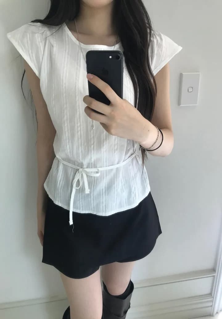 재고 있음 물품 미니멀리즘 패션 레이스업 작은 셔츠 상세 이미지 18