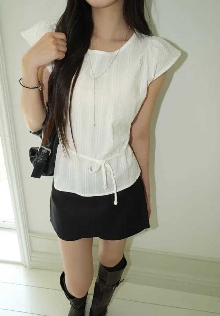 재고 있음 물품 미니멀리즘 패션 레이스업 작은 셔츠 상세 이미지 20