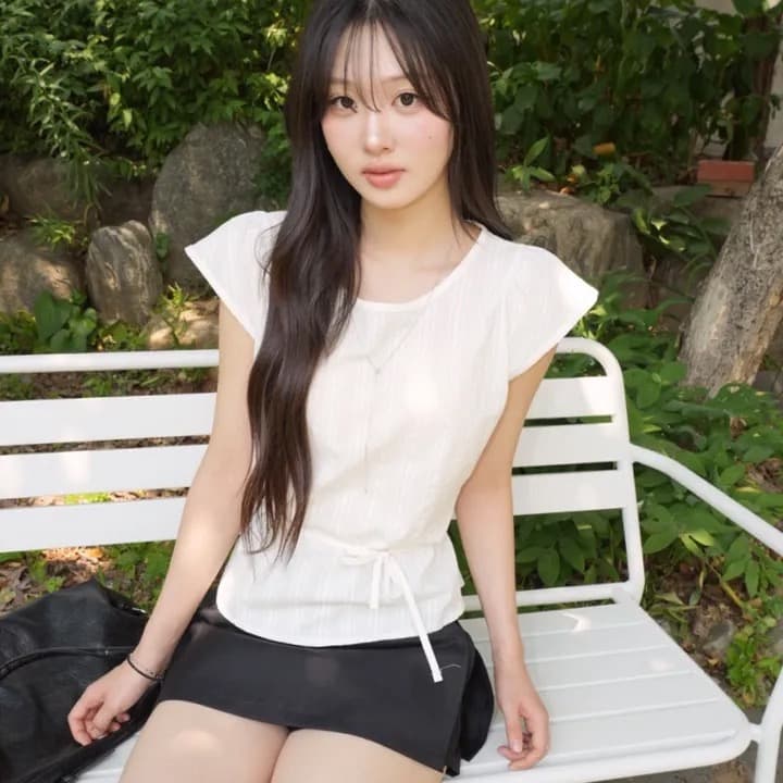 재고 있음 물품 미니멀리즘 패션 레이스업 작은 셔츠 상세 이미지 23