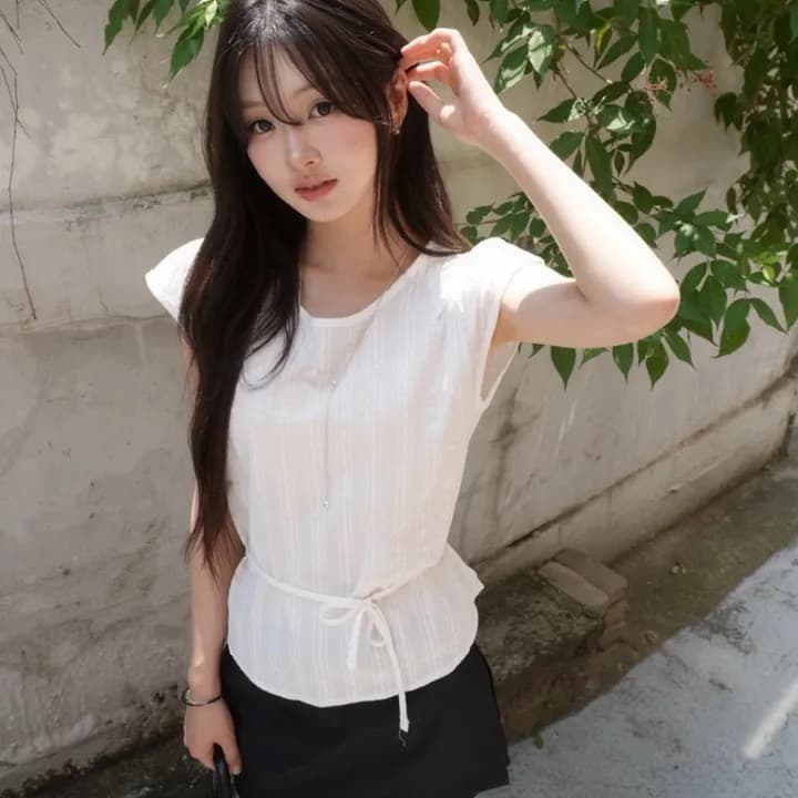 재고 있음 물품 미니멀리즘 패션 레이스업 작은 셔츠 상세 이미지 25