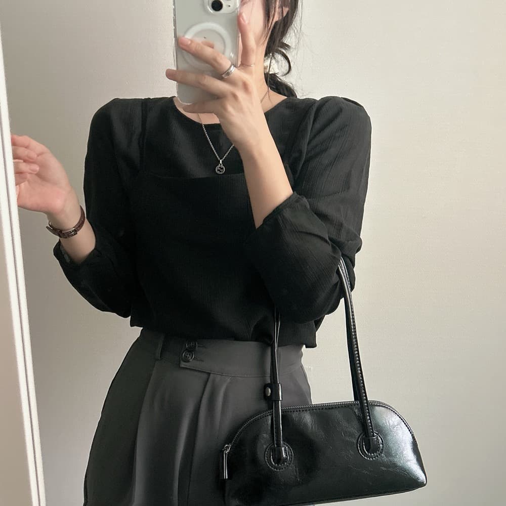 프랑스식 시폰 셔츠 여성 chic 작은 대중 디자인 시스루 작은 셔츠 캐미솔 고유 한 긴팔 셔츠 투피스 슈트 상세 이미지 6