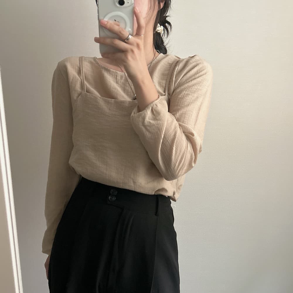 프랑스식 시폰 셔츠 여성 chic 작은 대중 디자인 시스루 작은 셔츠 캐미솔 고유 한 긴팔 셔츠 투피스 슈트 상세 이미지 12