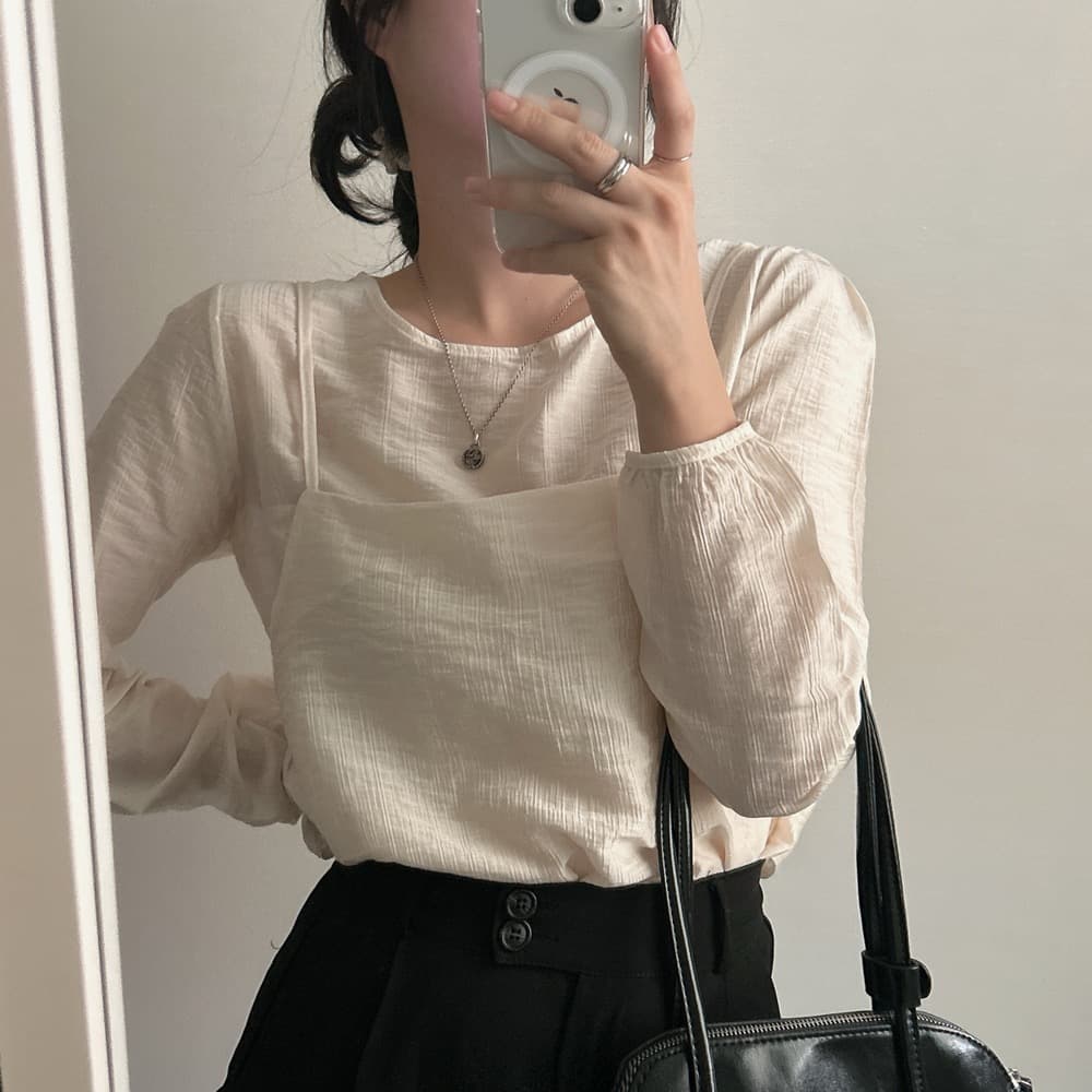 프랑스식 시폰 셔츠 여성 chic 작은 대중 디자인 시스루 작은 셔츠 캐미솔 고유 한 긴팔 셔츠 투피스 슈트 상세 이미지 20