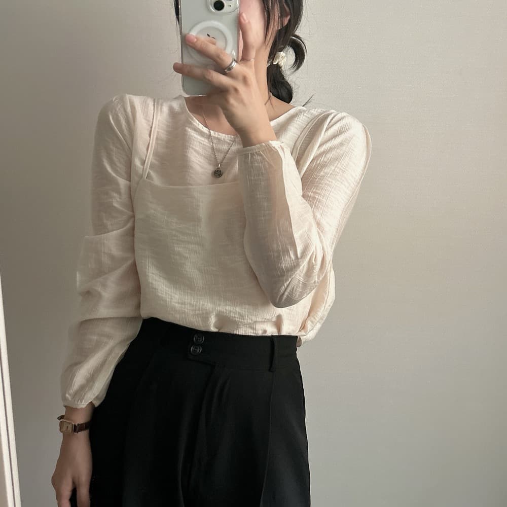 프랑스식 시폰 셔츠 여성 chic 작은 대중 디자인 시스루 작은 셔츠 캐미솔 고유 한 긴팔 셔츠 투피스 슈트 상세 이미지 22