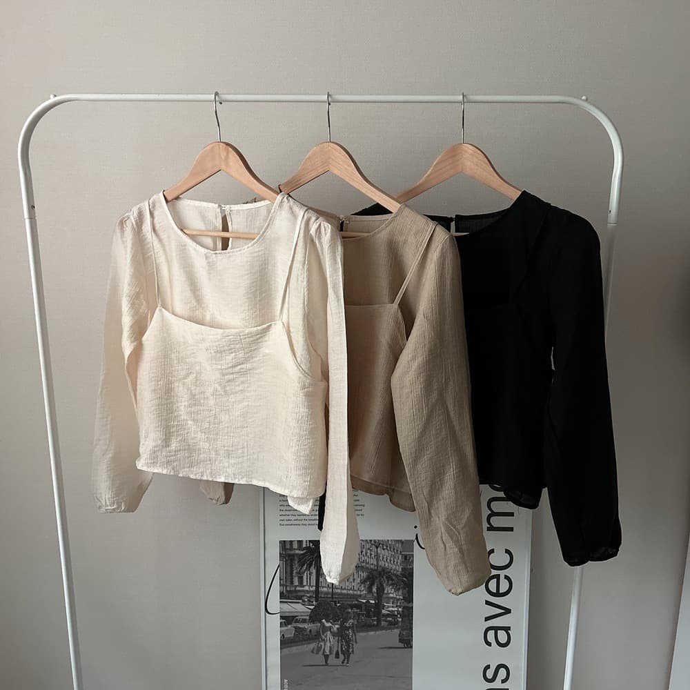 프랑스식 시폰 셔츠 여성 chic 작은 대중 디자인 시스루 작은 셔츠 캐미솔 고유 한 긴팔 셔츠 투피스 슈트 상세 이미지 24