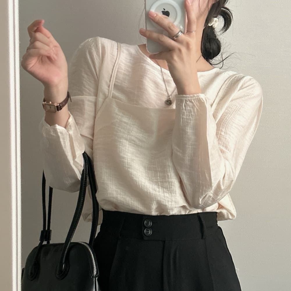 프랑스식 시폰 셔츠 여성 chic 작은 대중 디자인 시스루 작은 셔츠 캐미솔 고유 한 긴팔 셔츠 투피스 슈트 상세 이미지 29