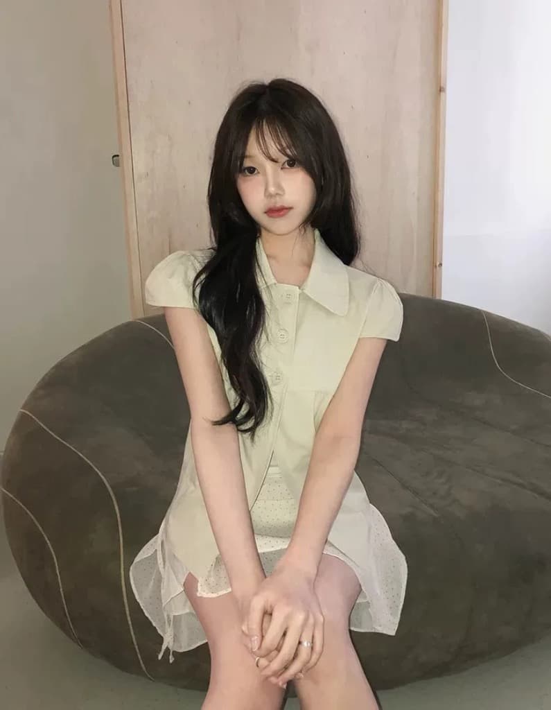 한국 ins 품격 폴로 칼라 부서 버클 단색 반팔 셔츠 상세 이미지 22