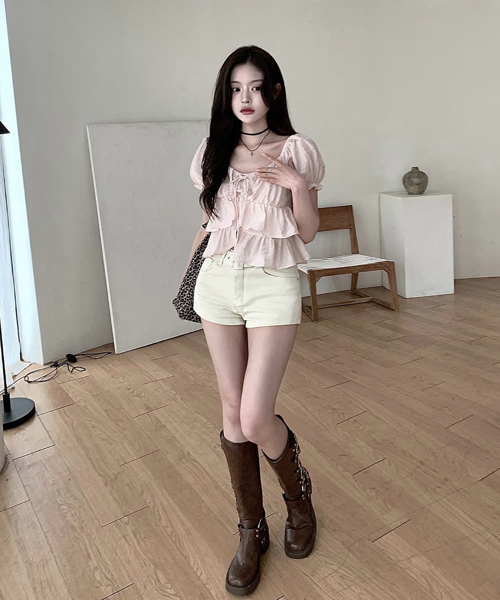 한국 여름 새로운 쉬폰 블라우스 질감 센스 부드러운 바람 나비 넥타이 작은 셔츠 반팔 셔츠 맨위 여성 상세 이미지 8