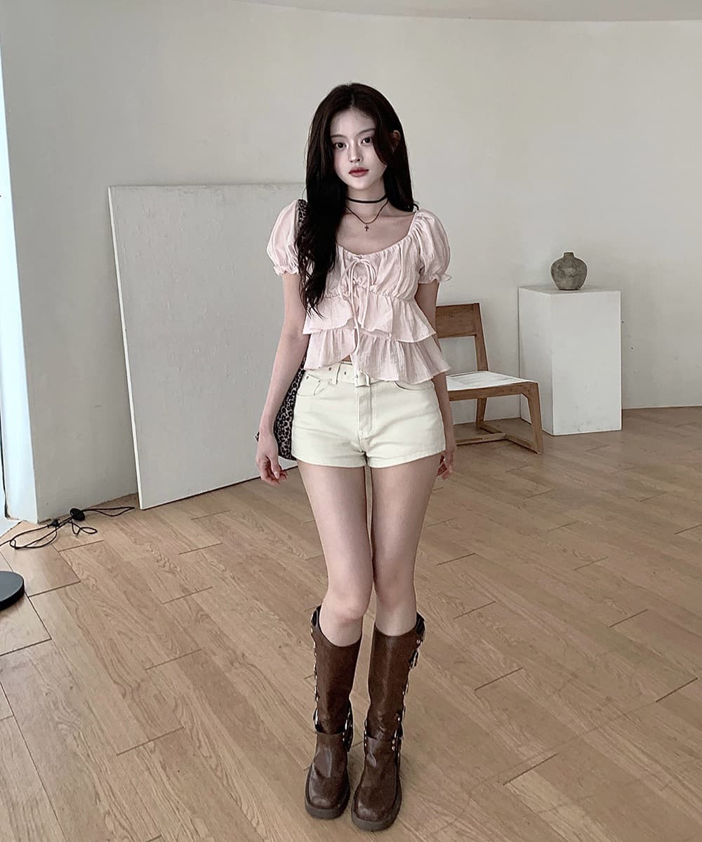 한국 여름 새로운 쉬폰 블라우스 질감 센스 부드러운 바람 나비 넥타이 작은 셔츠 반팔 셔츠 맨위 여성 상세 이미지 9