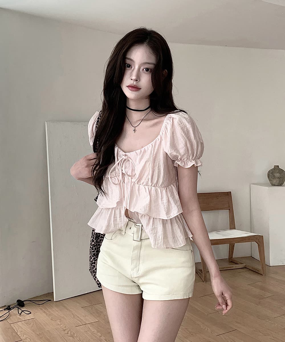 한국 여름 새로운 쉬폰 블라우스 질감 센스 부드러운 바람 나비 넥타이 작은 셔츠 반팔 셔츠 맨위 여성 상세 이미지 10