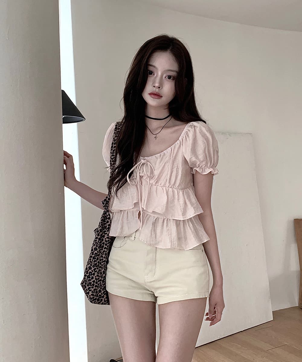한국 여름 새로운 쉬폰 블라우스 질감 센스 부드러운 바람 나비 넥타이 작은 셔츠 반팔 셔츠 맨위 여성 상세 이미지 11
