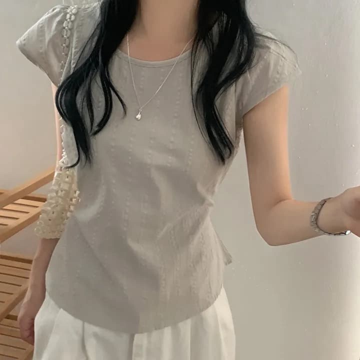 재고 있음 미니멀리즘 패션 레이스업 작은 셔츠 상세 이미지 8