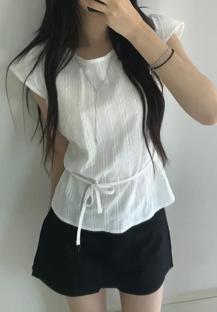 재고 있음 미니멀리즘 패션 레이스업 작은 셔츠 상세 이미지 17