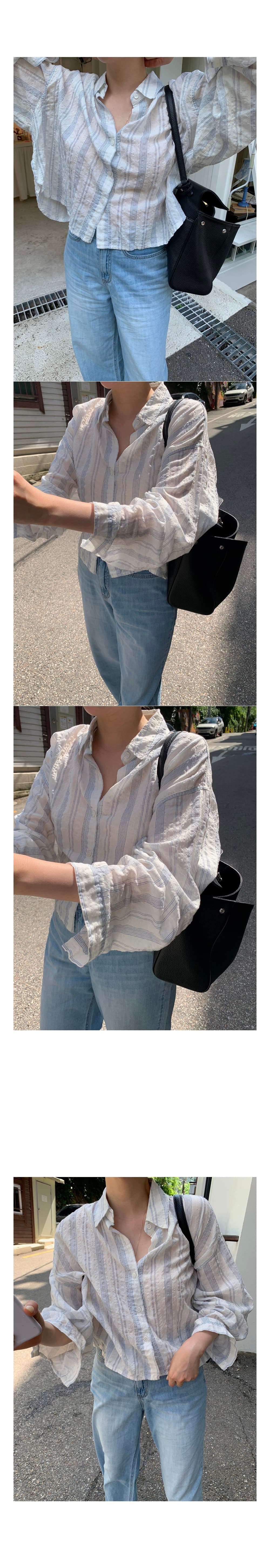 한 부서 느슨함 센스 봄 여름 가을 루즈핏 스트라이프 셔츠 상세 이미지 3