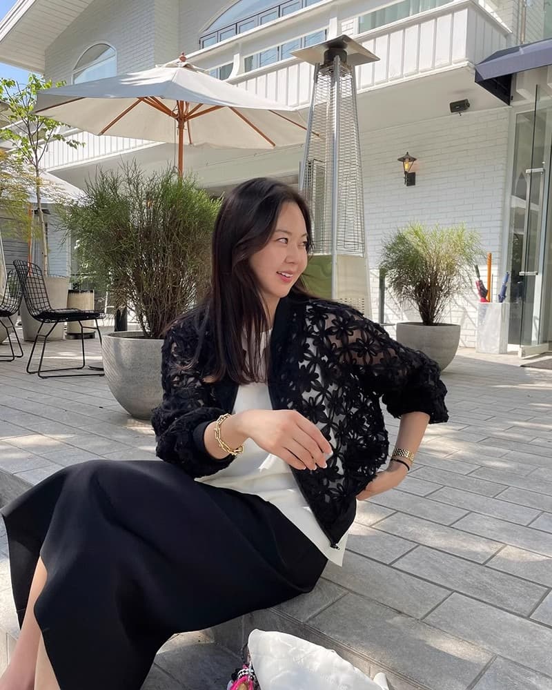 한국 동대문 25 봄 여름 프랑스식 작은 샤넬 스타일 무거운 작업 홀로우 아웃 레이스 망사 얇은 스타일 오픈 가디건 짧은 외투 상세 이미지 6