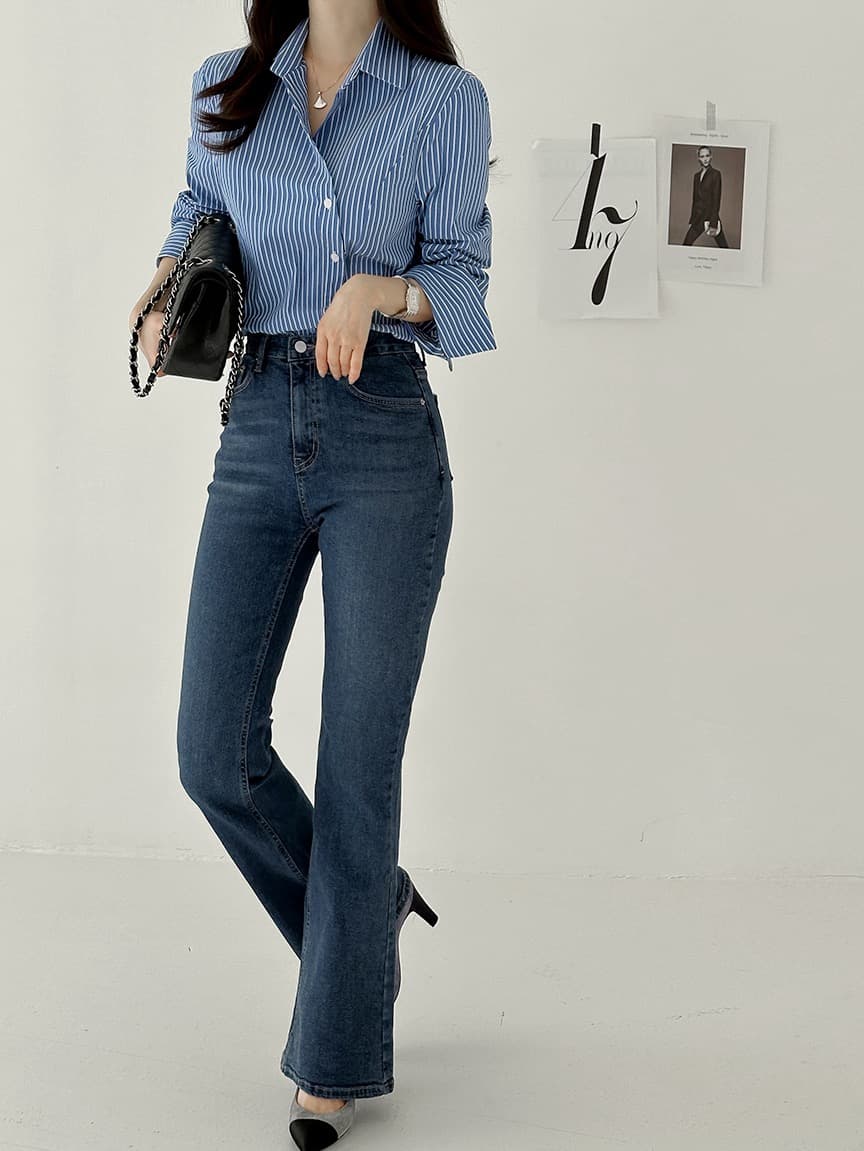 스트라이프 긴팔 셔츠 한국 스타일 chic 빛 요리 한 패션 루즈핏 빅 사이즈 여성 상세 이미지 24