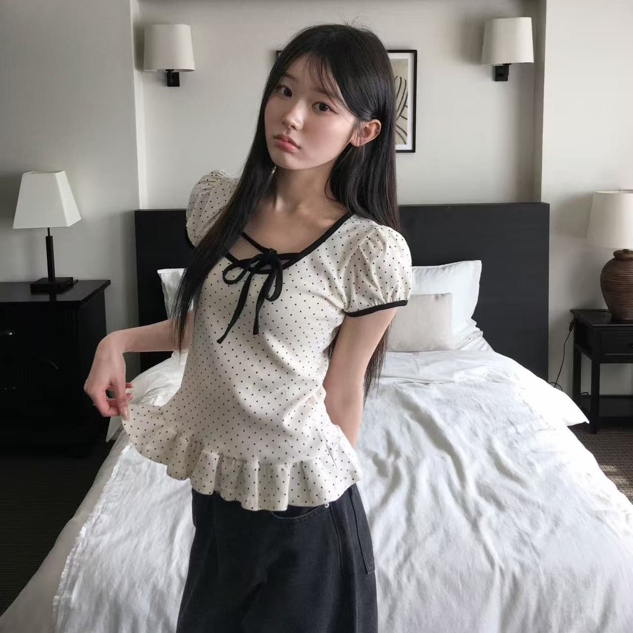 크기 있음 업데이트 한국 달콤함 작은 대중 디자인 센스 반팔 여성 여름 몸매 가꾸기 슬림해 보이는 다용도 스트랩 티셔츠 맨위 상세 이미지 18