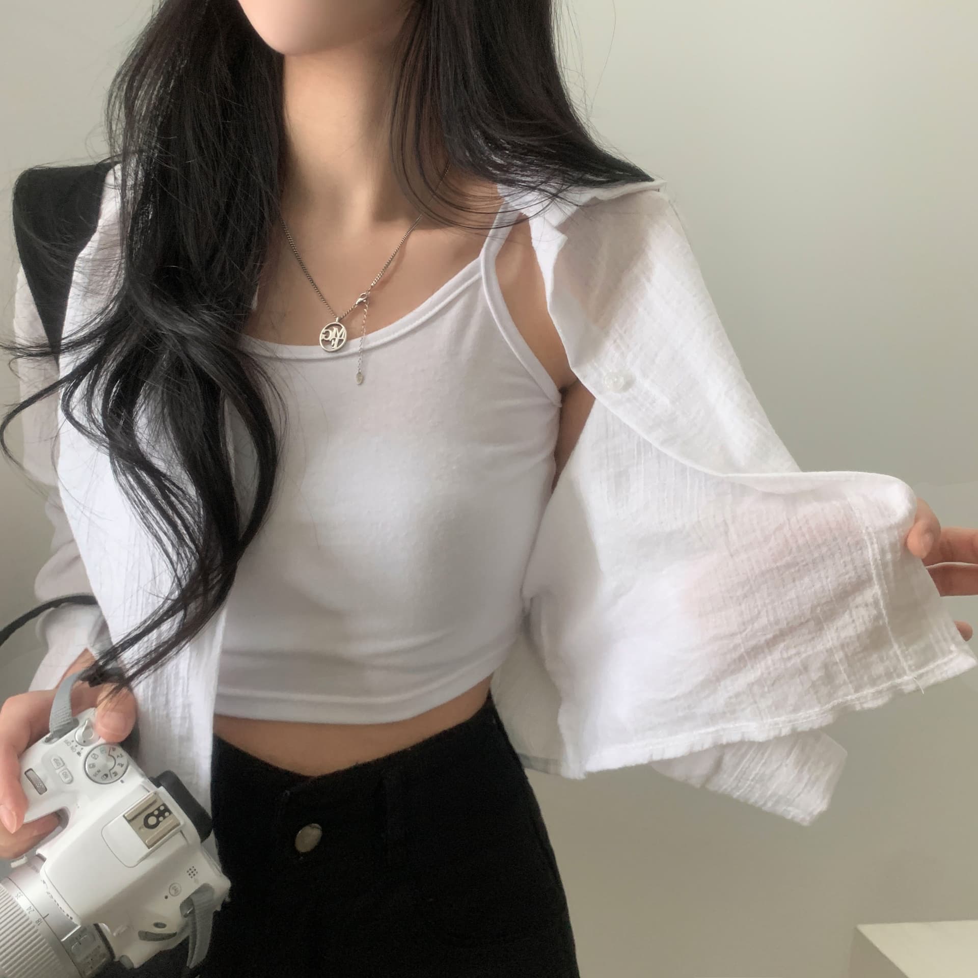재고 있음 한국 chic 여름 품격 미니멀리즘 스트라이프 긴팔 국방 이미지 3