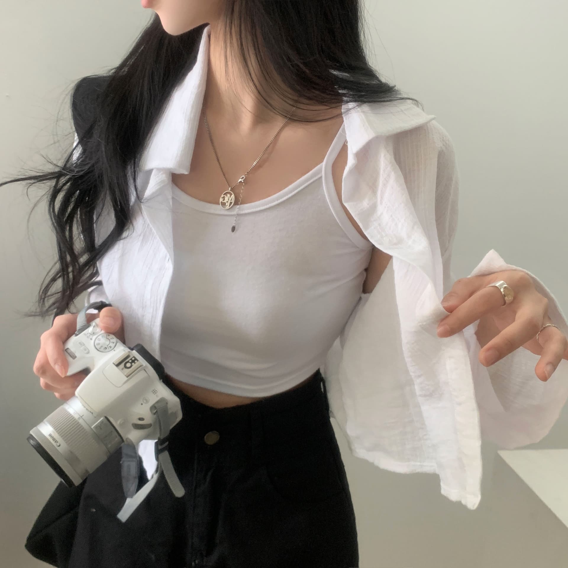 재고 있음 한국 chic 여름 품격 미니멀리즘 스트라이프 긴팔 국방 상세 이미지 19