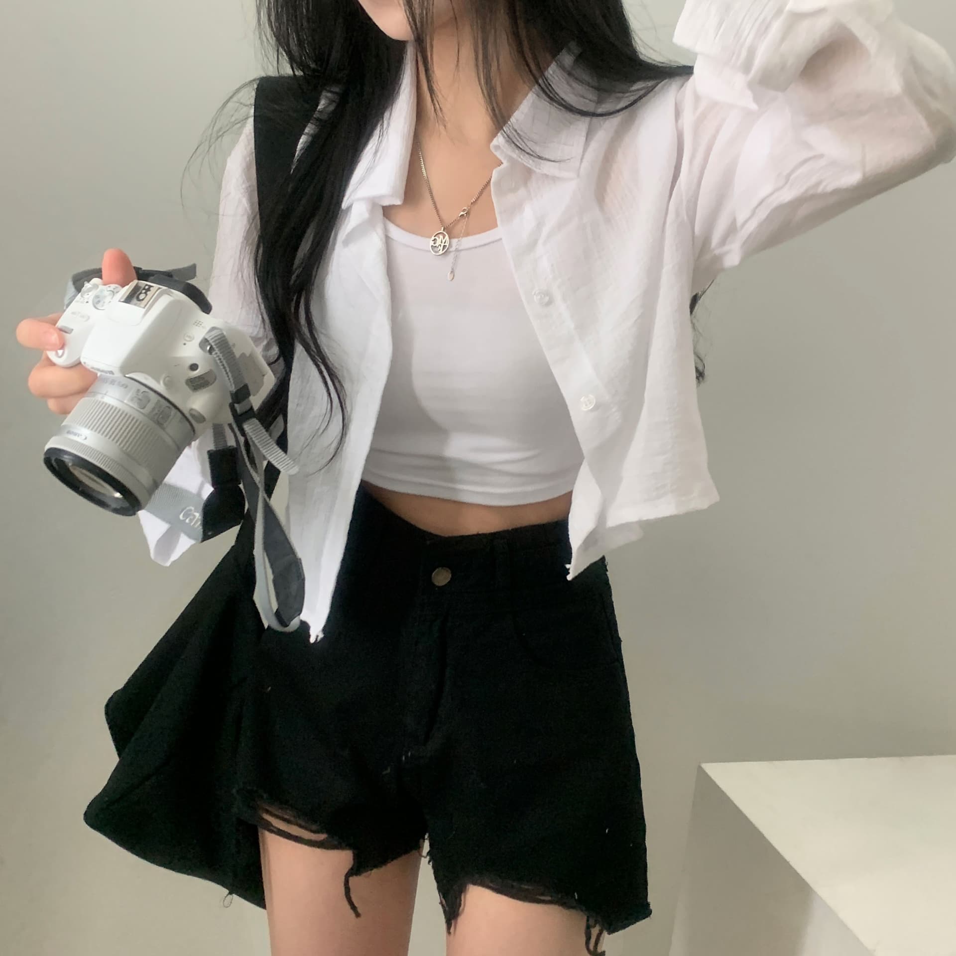 재고 있음 한국 chic 여름 품격 미니멀리즘 스트라이프 긴팔 국방 상세 이미지 20