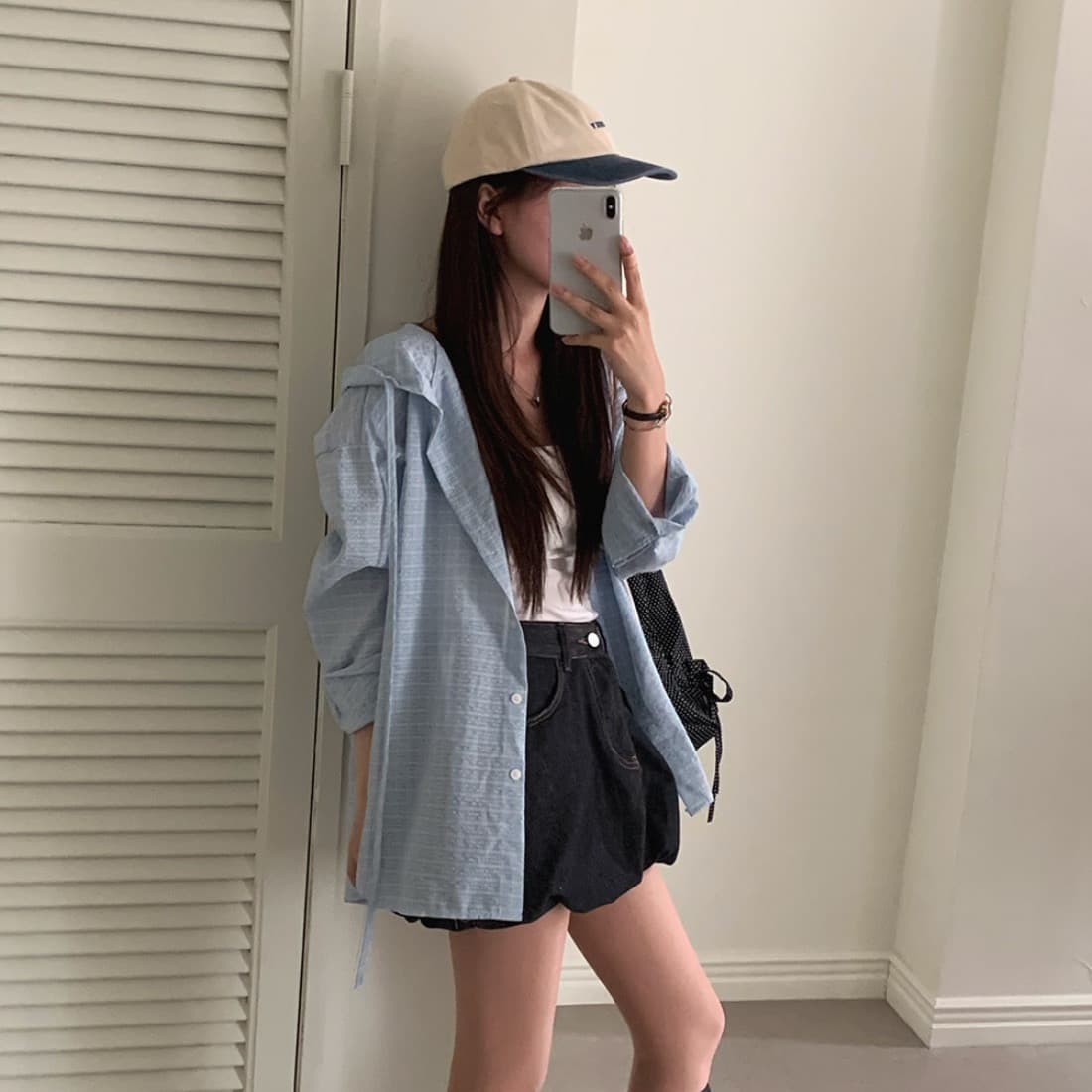 한국 chic 이른 가을 새로운 얇은 스타일 자외선 차단 학원 레트로 체크무늬 느슨함 센스 후드 셔츠 상세 이미지 8
