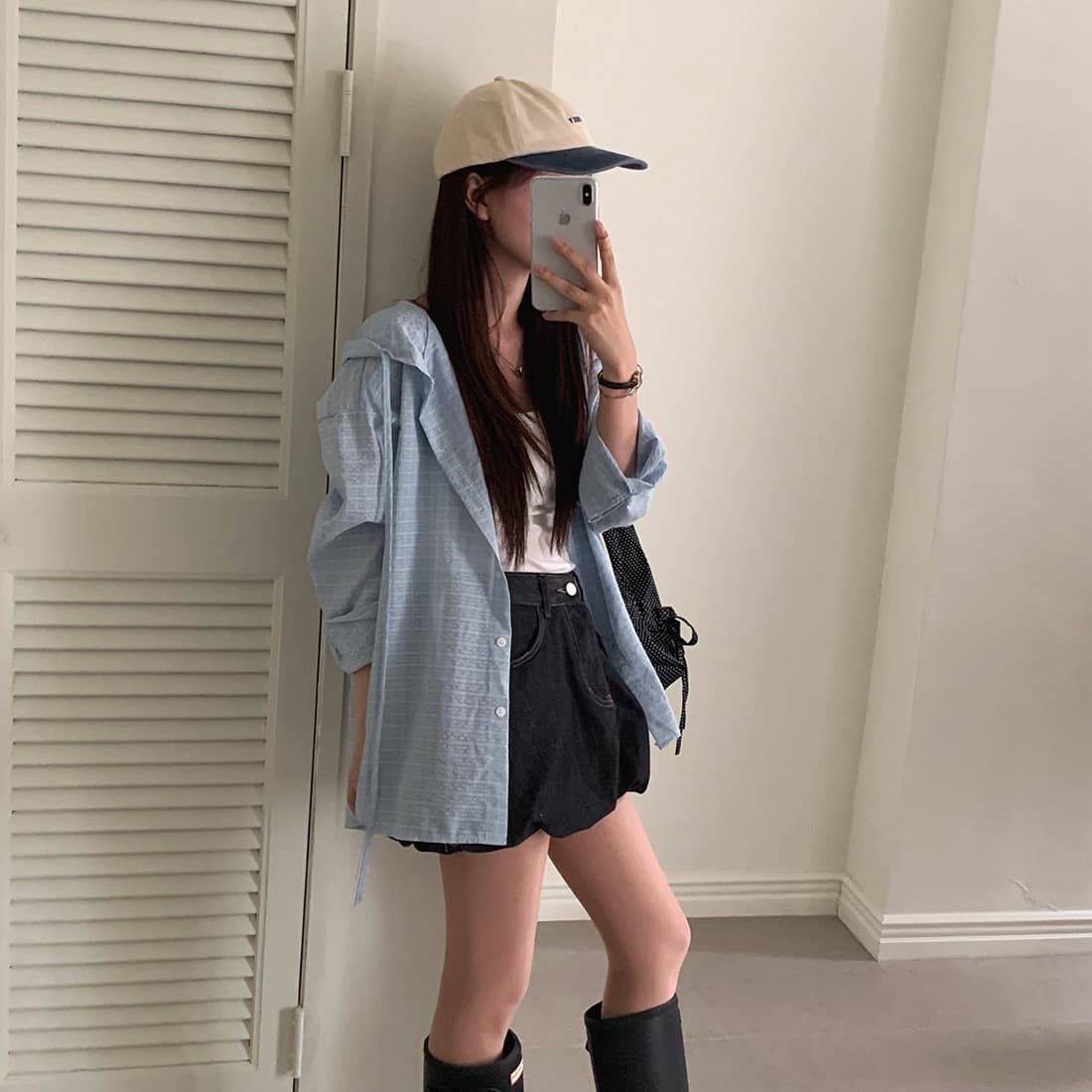 한국 chic 이른 가을 새로운 얇은 스타일 자외선 차단 학원 레트로 체크무늬 느슨함 센스 후드 셔츠 상세 이미지 17