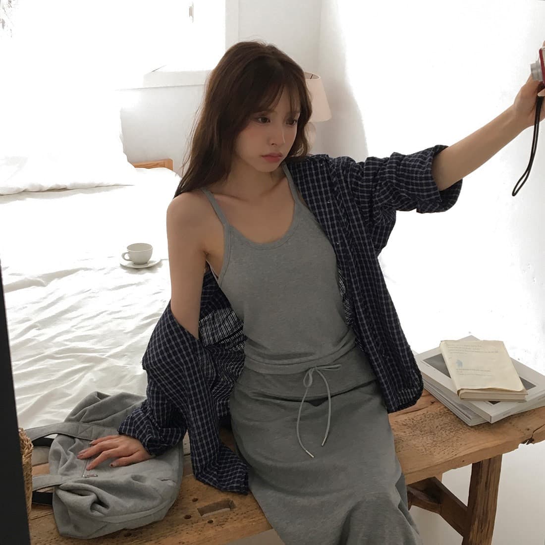 한국 chic 이른 가을 새로운 얇은 스타일 자외선 차단 학원 레트로 체크무늬 느슨함 센스 후드 셔츠 상세 이미지 28