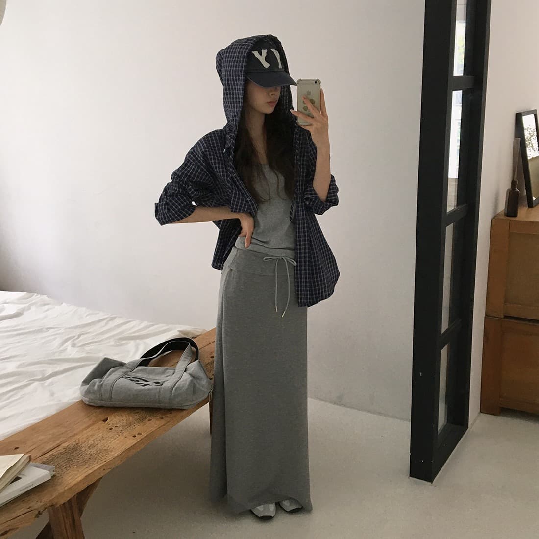 한국 chic 이른 가을 새로운 얇은 스타일 자외선 차단 학원 레트로 체크무늬 느슨함 센스 후드 셔츠 상세 이미지 42