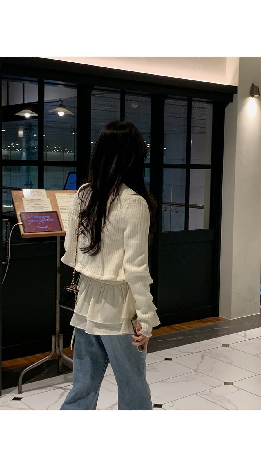 달콤함 소녀 한국 ins 바람 2026 자외선 차단 쉬폰 긴팔 허리 수축 끈 미니 드레스 상세 이미지 10