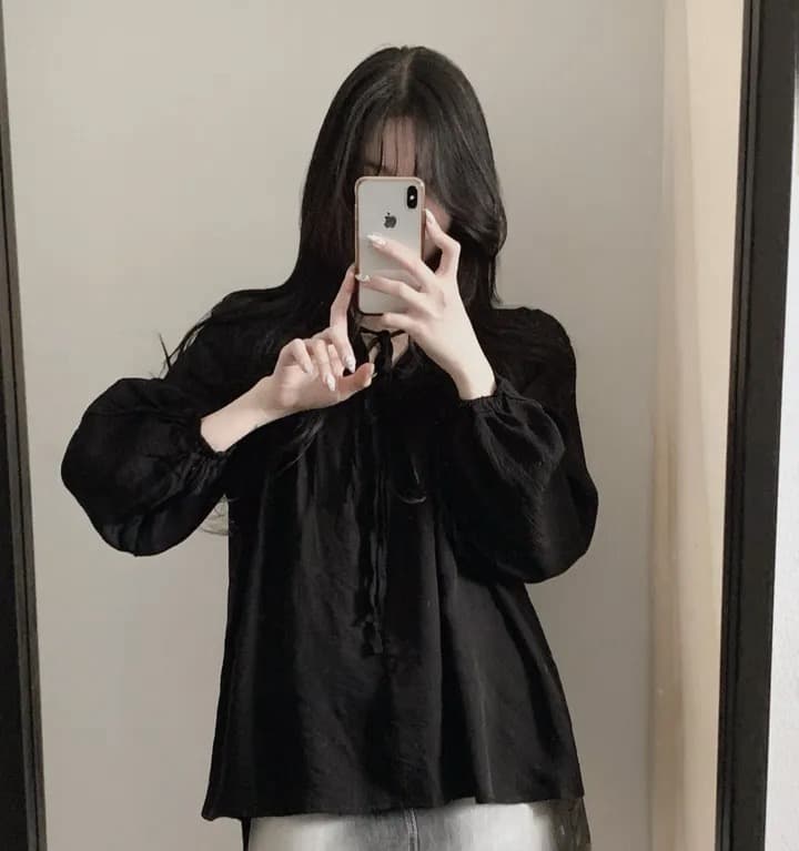 재고 있음 chic 패션 루즈핏 레이스업 긴팔 셔츠 상세 이미지 7
