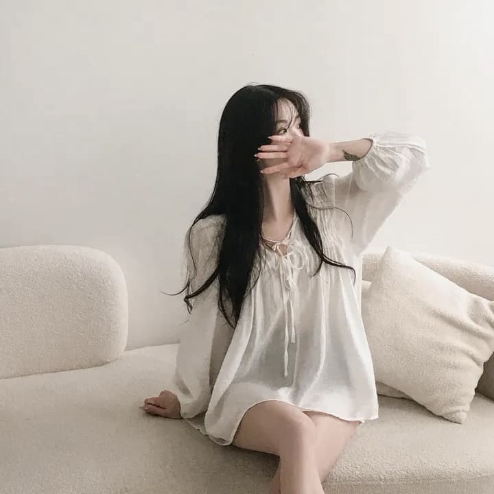 재고 있음 chic 패션 루즈핏 레이스업 긴팔 셔츠 상세 이미지 25