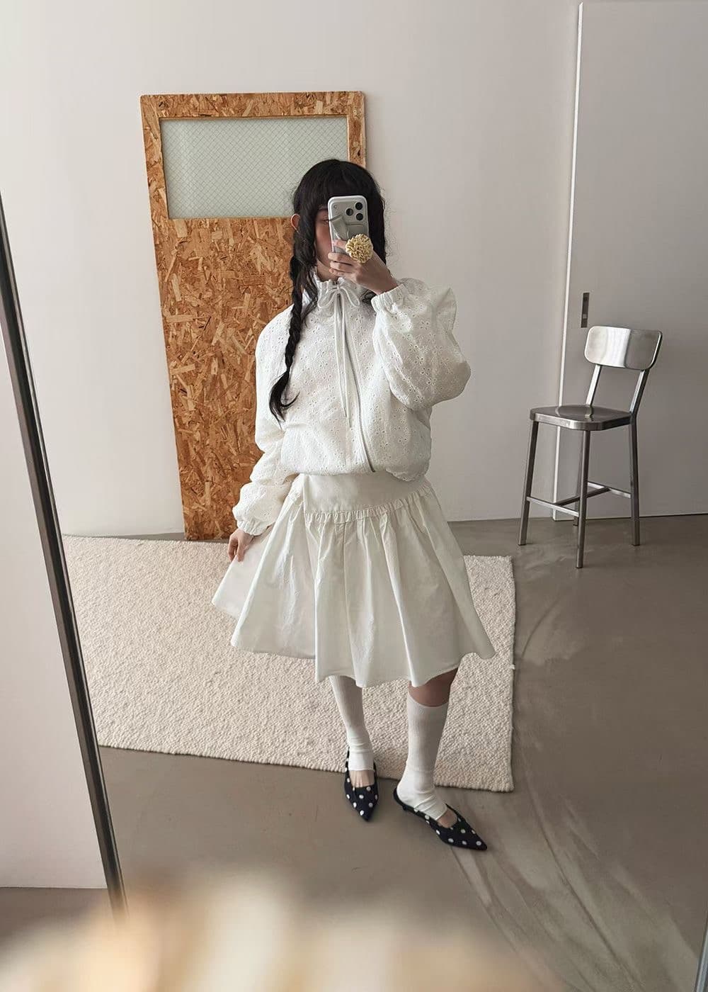 재고 있음 chic 다용도 작은 대중 자수 레이스 재킷 재킷 상세 이미지 15