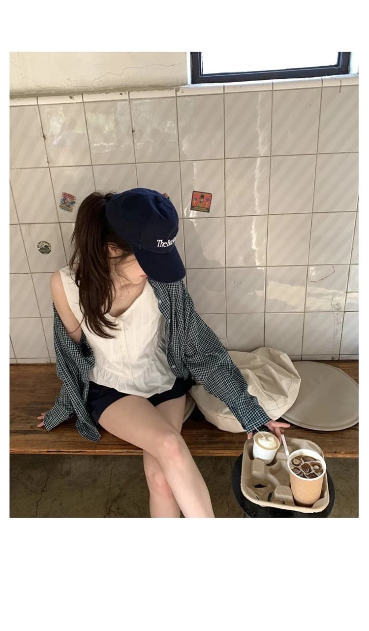 재고 있음 한국 ins 달콤함 소녀 얇은 스타일 자외선 차단 루즈핏 체크무늬 긴팔 셔츠 상세 이미지 10